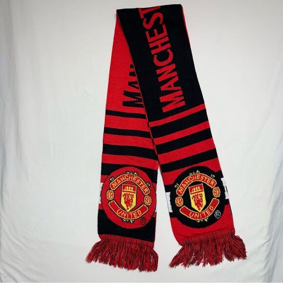 Manchester United Scarf Black Large Soccer Fútbol England Winter Warm Snow Men’s